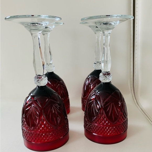 Ruby red glasses of 4 - Picture 9 of 10